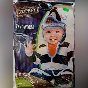 Beetlejuice Sandworm Infant Costume - Black, White, Blue